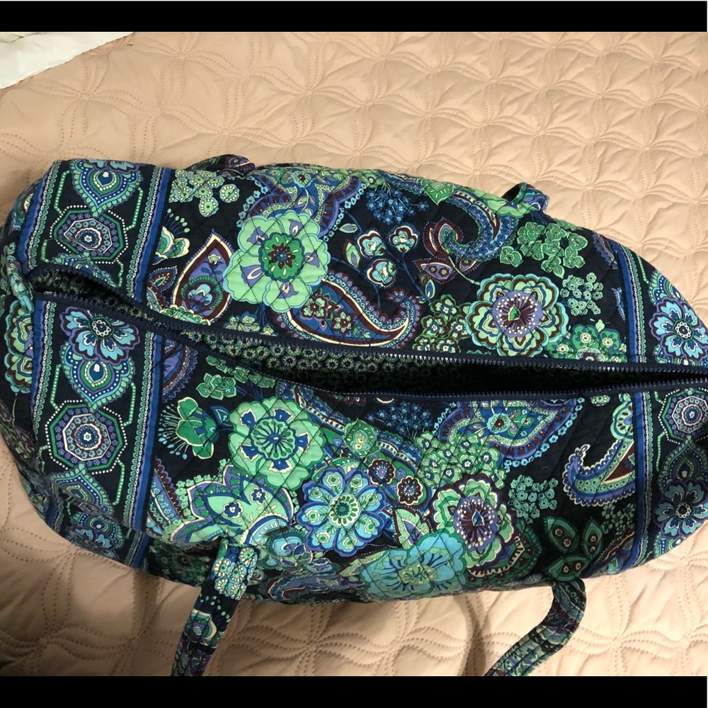 Large Green and Blue Vera Bradley Duffle Bag